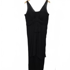 White by Vera Wang Formal Dress Womens 16 Black Chiffon Layered Sheath Long Gown