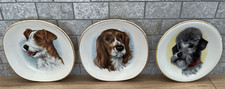 3 x VINTAGE PALL MALL WARE DOG TRINKET DISHES PLATES  - Poodle, Spaniel, Terrier