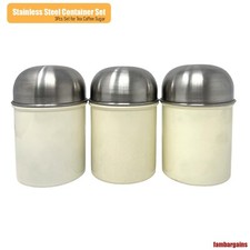 Retro Tea Coffee Sugar Kitchen Storage Canisters&Jars Tin Pots Set Air Tight Lid
