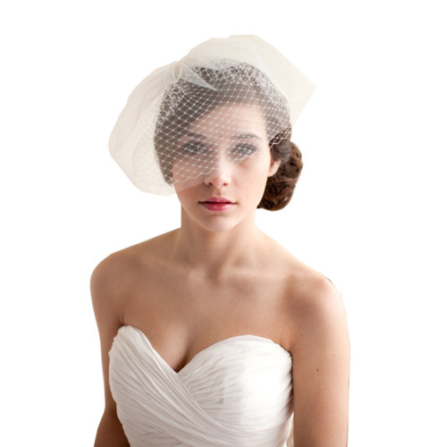 Bridal feather net bow - bridal,