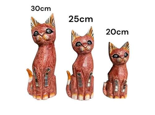 Wooden cat sculpture - wooden,