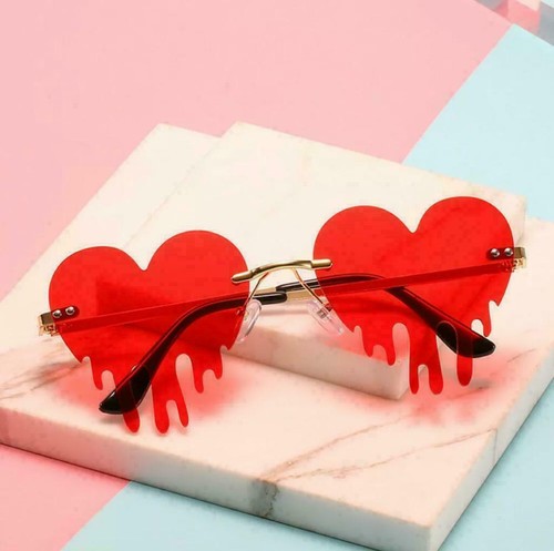 Heart rimless sunglasses - heart, tears