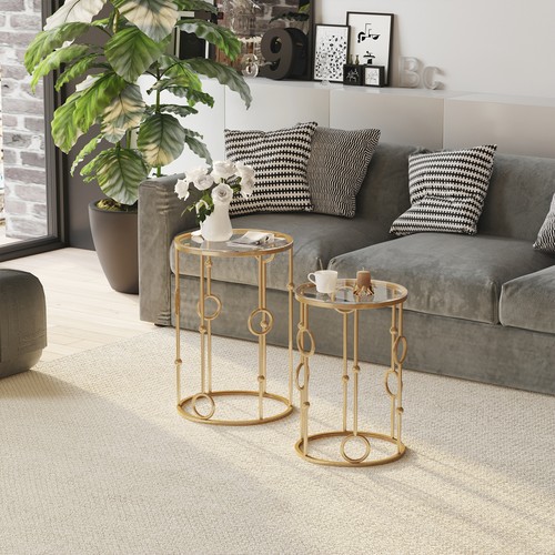 Round coffee tables set - coffee, 2