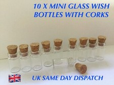 10 X  MINI GLASS WISH BOTTLES