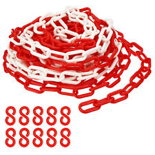 Plastic Chain,32 FEET Safety Barrier Chain for Crowd, 1/4inch(6mm) Red/White