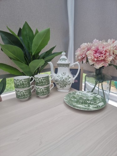 Vintage green white ironstone - vintage,
