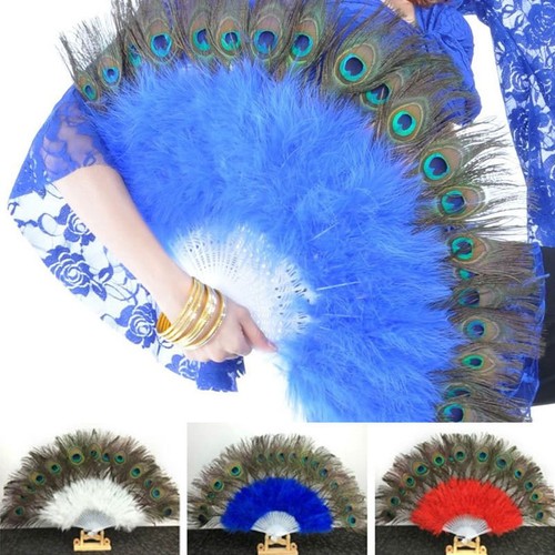 Big folding feather hand fan - folding,