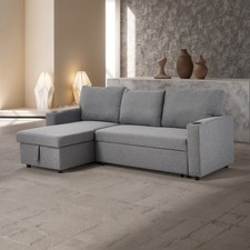 3 Seater Corner Sofa Bed w/ Hidden Storage Convertible Pull Out Single Sofa Bed