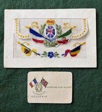 WW1 Silk Postcard, With Flags