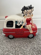 LARGE BETTY BOOP COOKIE JAR BETTY SITTING ON RED CAR Retired  2007 - RARE 