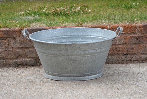 Old galvanised washing bowl - galvanised,