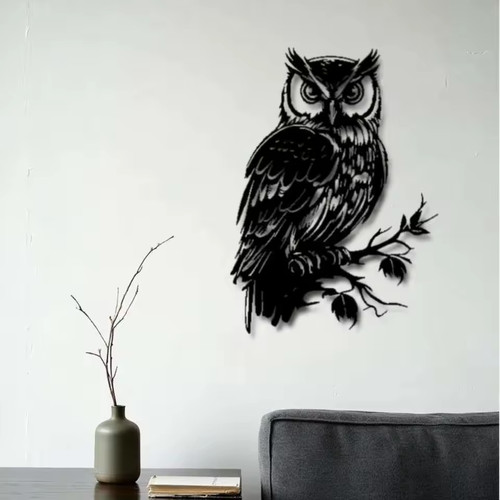 Metal wall art owl - metal, weather