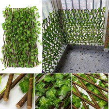 2m Garden Screening Trellis Expanding Wooden Fence with Artificial Plant Leaves