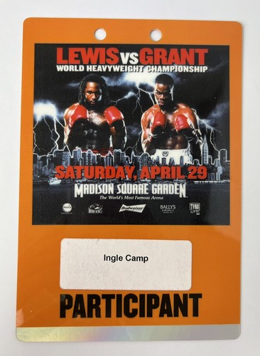 Boxing vip pass lewis vs - lewis,