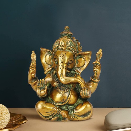 Brass hindu god ganesha idol - brass,