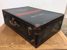 VINTAGE BLACK STEAMER TRUNK /