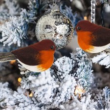 Artificial robin bird clip - artificial, on