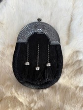 Seal Skin Full Dress Sporran Cantle Antique Sporran Black Seal Skin Sporran.