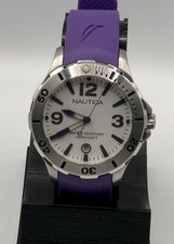 Nautica Unisex N11551M Divers Watch~Purple Resin Straps~WR 100 Meters ~New 🔋✅