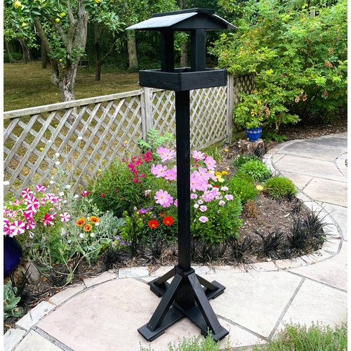 Tall wooden bird - table, slate