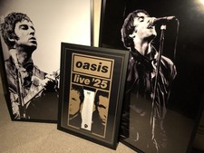 Oasis Live ‘25 framed A2 Poster/ Set list/ Guitar pick- Gift set