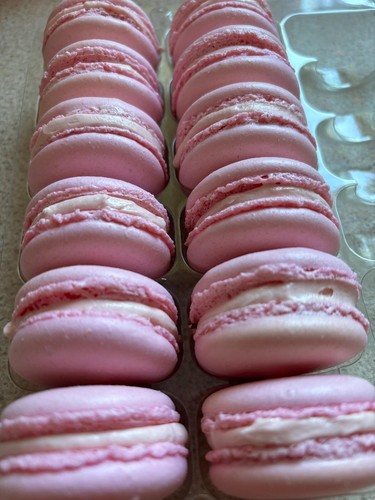 Homemade pink macarons - pink,