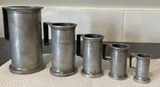 Antique Beer Pewter Tankard Full Set Pub Man cave vintage Birmingham Stamped