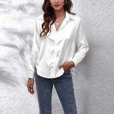 Women's Satin Silk Button-Up