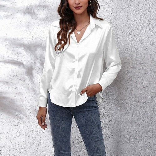 Women satin silk button - silk, button-up
