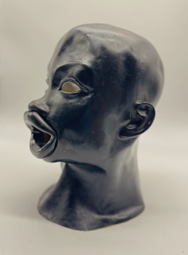 Black latex rubber hood - rubber, fetish