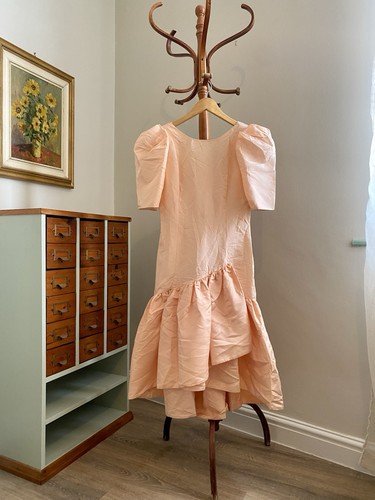 Vintage 1980s peach taffeta - peach,