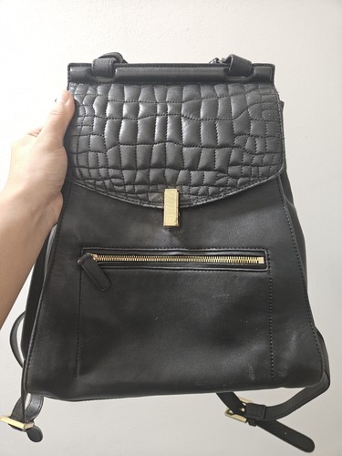 Reiss black leather backpack - reiss,