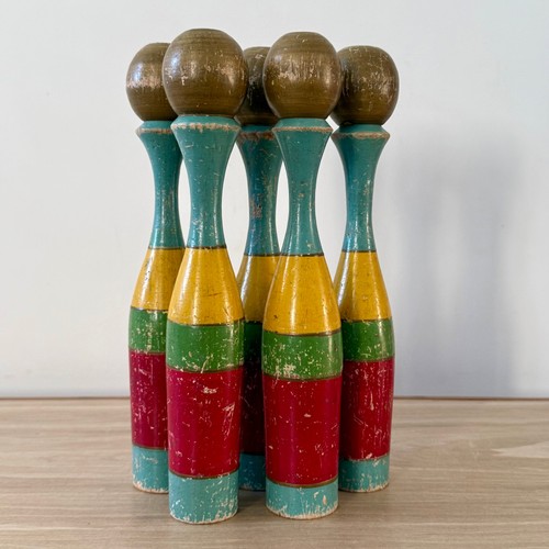 Vintage wooden skittles - wooden,