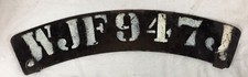 Vintage WW2 / Military motorcycle front number plate (bacon slicer) WJF 947 J