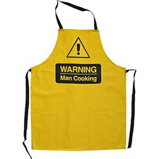 Warning! Man Cooking apron - Funny novelty kitchen pinny gift for him her