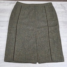 JOULES UK 12 Isadora Tweed Pencil Skirt Herringbone Green Wool Blend Lined 
