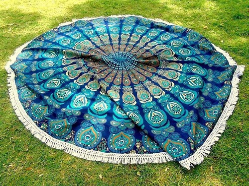 Blue round mandala - round,