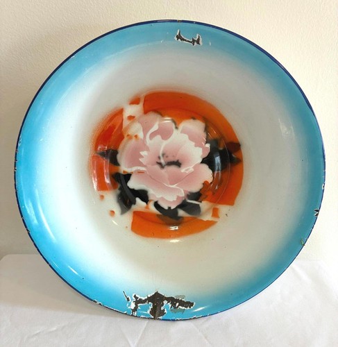 Vintage enamel bowl hand - bowl,