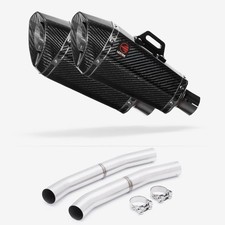 Lextek Carbon Fibre XP8C Exhaust 210mm with Link Pipes Silencer Chrome Polished
