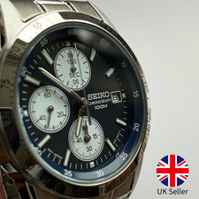 Seiko Chronograph SND365PC - Navy Reverse Panda Dial, 38mm Quartz, 100m WR, JDM