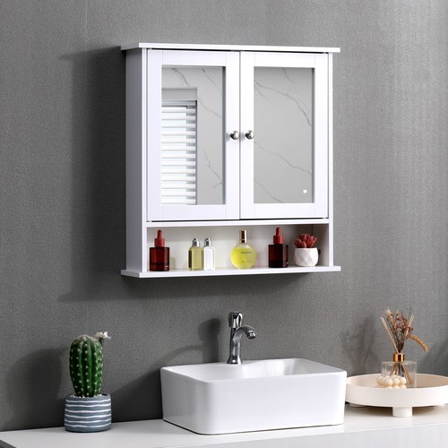 White bathroom mirror cabinet - bathroom,