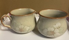 DENBY Stoneware Daybreak milk jug and sugar bowl/Quality Creamer +Sugar Bowl Set