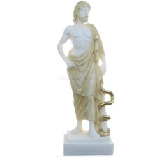 Statue Ancient Greek Asclepius Alabaster 9" - 23cm Cast Marble Mythology Medic