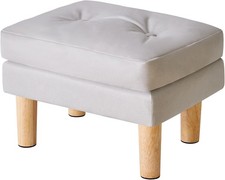 Small Footstool Ottoman Faux Leather Footrest with Sponge Padded Seat Step Stool