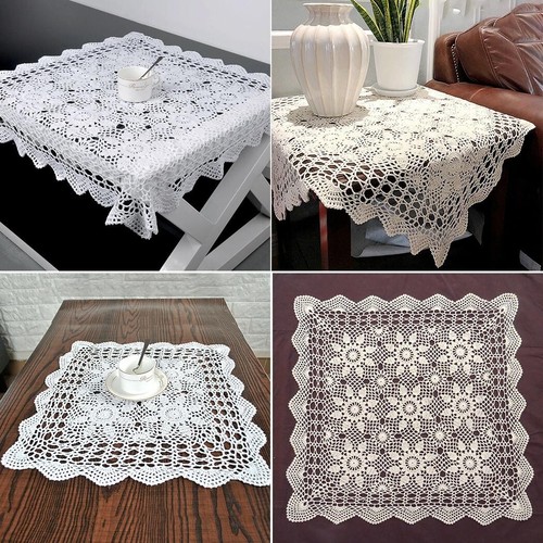 Vintage lace tablecloth - lace, white