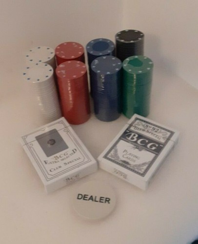 Poker chip set with - chip, playing