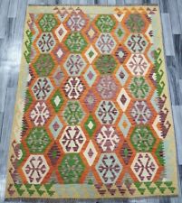 Classic Handmade Afghan/Turkish Kilim Rug, Wool Aztec Kilim Rug,Size 193x149 CM