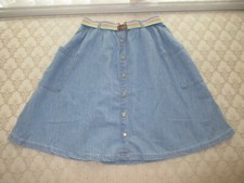 NWT Catimini Big Girls Chambray Cotton Partial Elastic Waist Skirt w/Belt, Sz 10