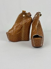Jeffrey Campbell Platform High Heel Sky Havana Brown Leather Handmade Uk5 RARE