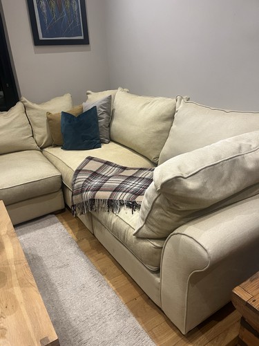 Beige fabric corner sofa - fabric,